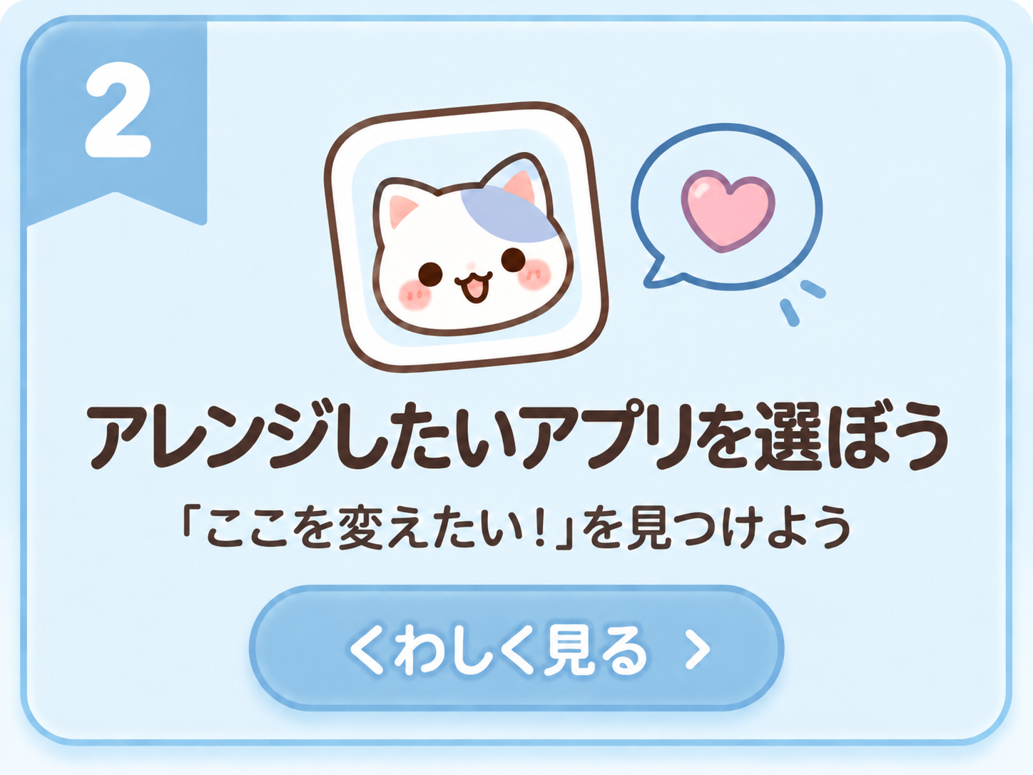 2 アレンジしたいアプリを選ぼう。ここを変えたいを見つけよう