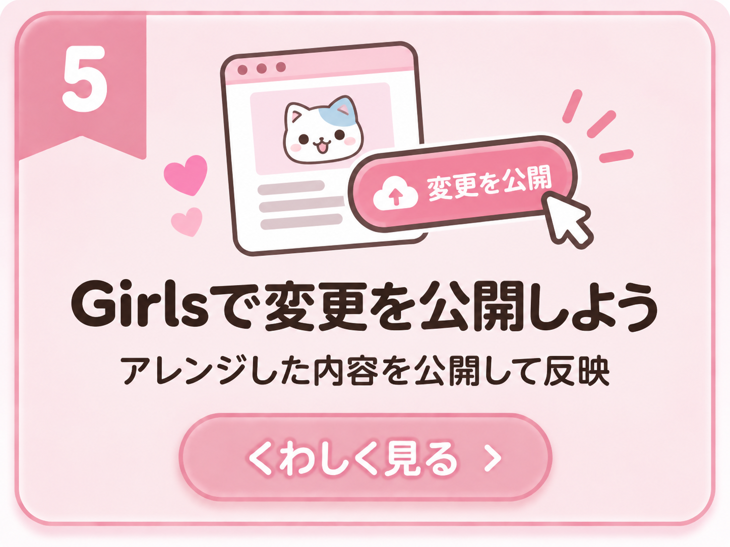 5 Girlsで変更を公開しよう。アレンジした内容を公開して反映